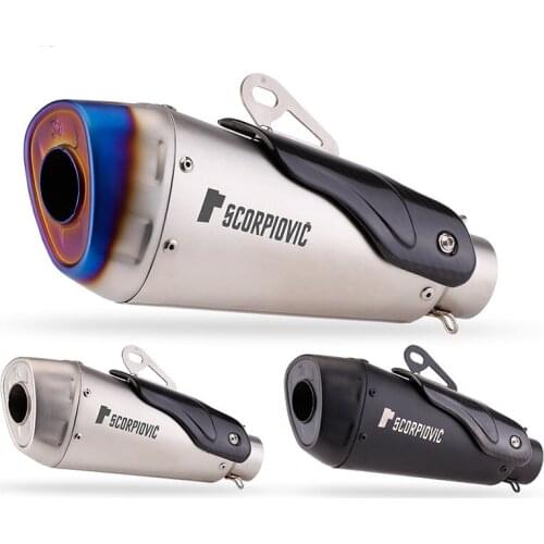 51mm Universal Motorcycle Exhaust Muffler Pipe Escape Moto Scooter With Carbon Fiber Heat Shield For Ninja400 NK250 R1 MT10 Z900