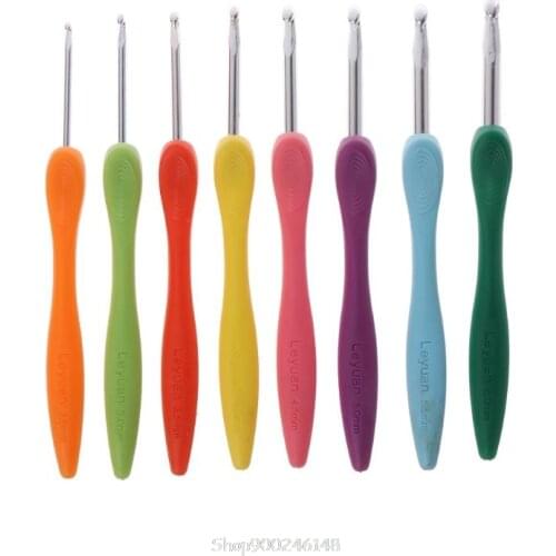 8Pcs Bearded Needle Crochet Hooks Set Ergonomic Soft-Grip Handle Sewing Knitting Knitwear DIY Tools S22 20 Dropship