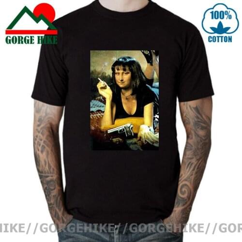 Pulp Fiction Mona Lisa T-Shirt man Funny Mia Wallace Monalisa T shirt men Graphic Print Tee Shirt Short Sleeve Harajuku Tee Tops