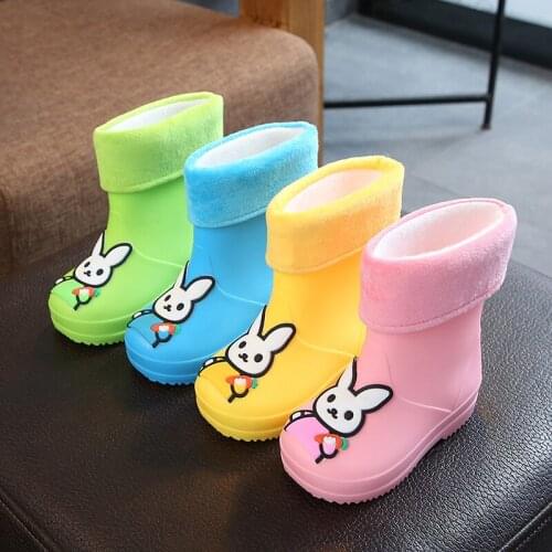 Children Kids Rain Boots Cute Waterproof Boys Girls Non-slip Rainboots Baby Rain Wear Shoes Fashion Cartoon Water Rubber Shoes