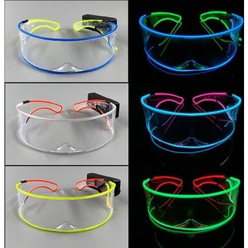 Double Colors LED Glasses Neon EL Wire Glasses Halloween Luminous Glasses Bright Light Glasses Christmas Novelty Gift