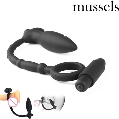 Mussels Erotic sex supplies lock fine double shock backyard massage male anal masturbation vibration lock fine anal plug