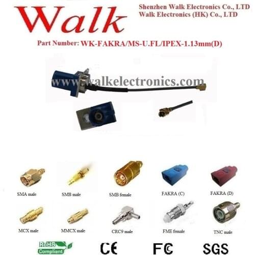 Interface antenna cable: panel mount FAKRA male to u.fl ipex connector with rf1.13 cable