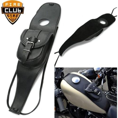 Leather Waterproof Backpack Fit For Harley Sportster XL 883 1200 Black Retro Fuel tank Bag Tank Pouch