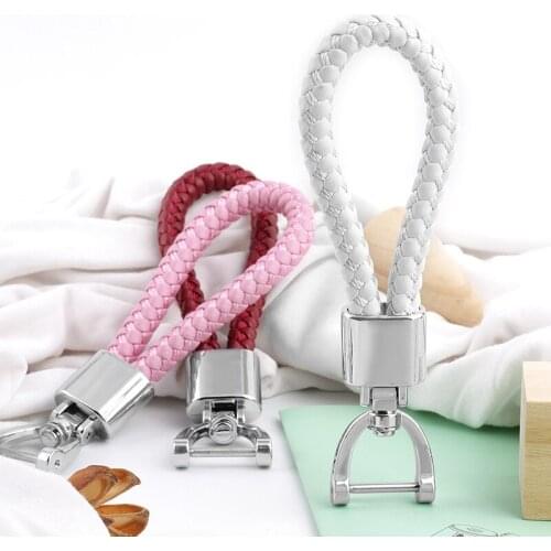 Cute Charm Keychain Delicate Elegant Woman Bag Wallet Car Key Buckle High-Grade Hand Woven Leather Car Key Chain Christmas Gifts