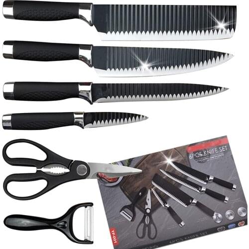 Chef Knife Set 6 Piece Forged Kitchen Knives with Stainless Steel Kitchen Knife Cutlery Set ABS Handle with Ergonomic Design