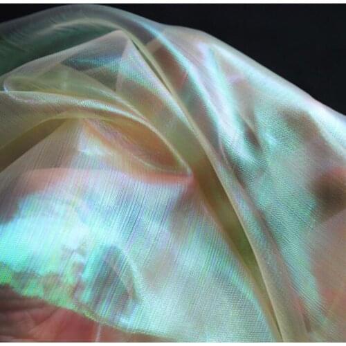 Organza Magic Color Fabric Organdy Thin Tulle Shiny Craft Cloth Material Decoration 1 Yard