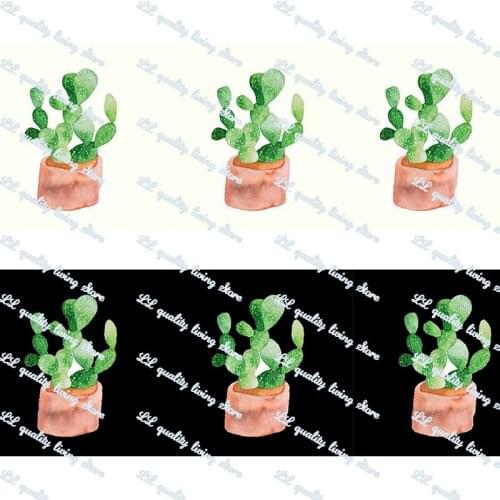 Custom cactus pattern printed grosgrain foe elastic ribbon Christmas wedding decoration DIY bows materails ribbons 50 yards