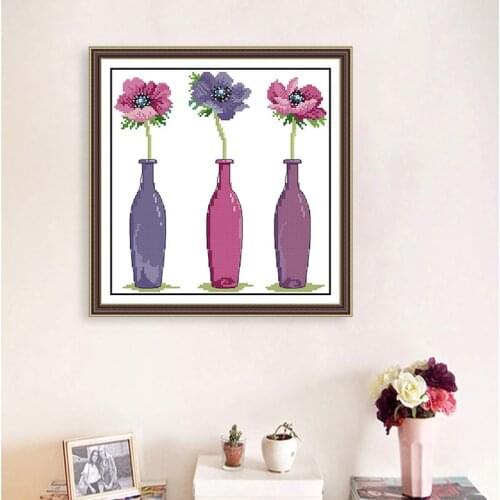 Small flower plant Cross Stitch Patterns 14ct Printed Canvas for Embroidery Kit 11ct Counted Fabric DIY Handmade Needlework gift