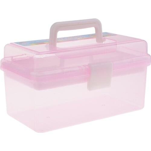 Pink Sewing Jewelry Painting Tools Box Home Storage Case Organizer w/Handle