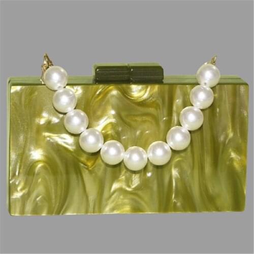 Atural Acrylic Shell High-End Dinner Clutch Bag New Mini Bag Lady Chain Messenger Bag pearl Lemon Acrylic Party Wedding Purse