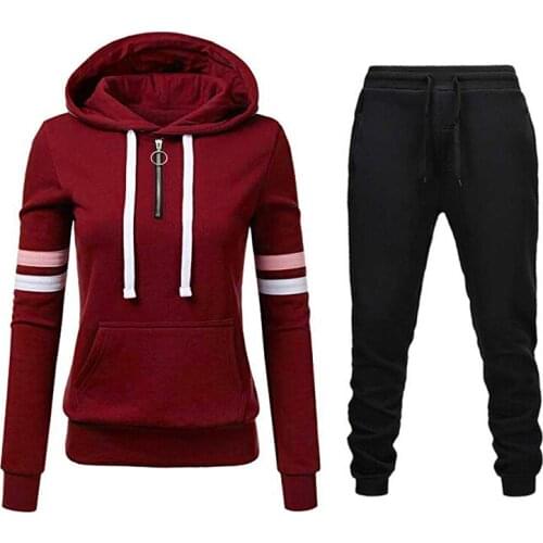 Tracksuit Women Winter 2 Piece Set Print Hoodies+Pants Sportwear Womens Sports Suit Hooded Sweatshirt Set Female Jogging