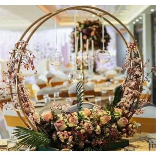 Wedding gold round shape flower stand tall flower display centerpiece senyu1468