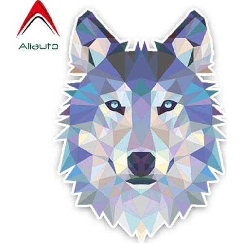 Aliauto Creative Car Sticker Interesting Lovely Angry Gray Wolf Head Cartoon Colored PVC Decoration Reflective Decal,15cm*11cm