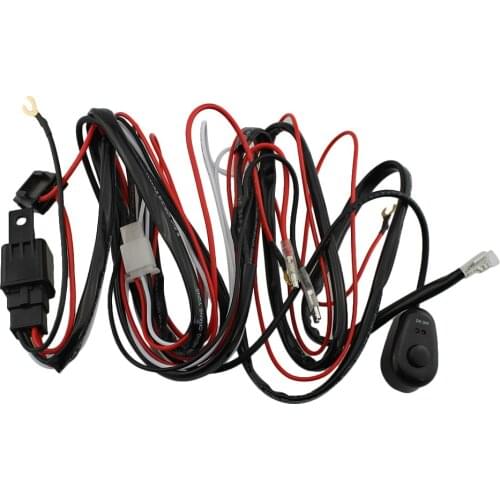 Universal 2 Lead LED Light Bar ON/OFF Switch with Relay Fuse Wiring Harness for LED Driving Light Fog Light Work Light
