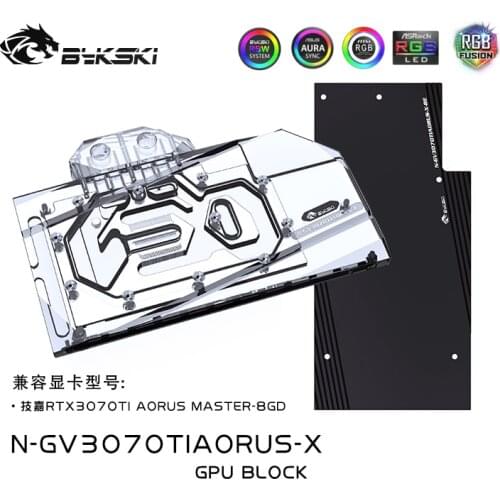Bykski Water Block use for GIGABYTE RTX3070TI AORUS MASTER-8GD GPU Card /with backplane /Copper Radiator bolck N-GV3070TIAORUS-X