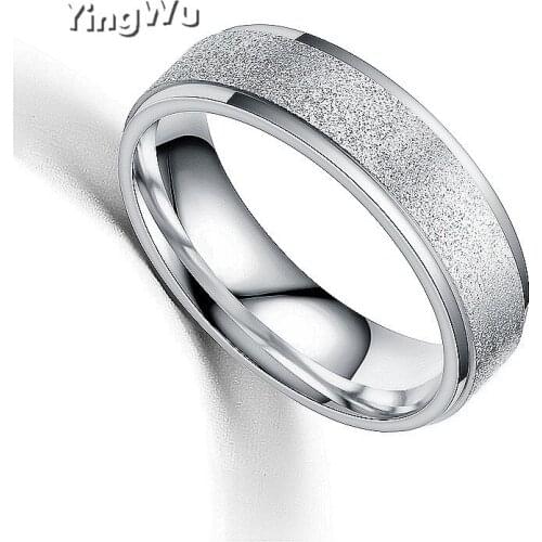 Yingwu Signet Ring Version Silver Color wedding rings for women men frosted 316l Stainless Steel ring men 50pcs Wholesale Lot
