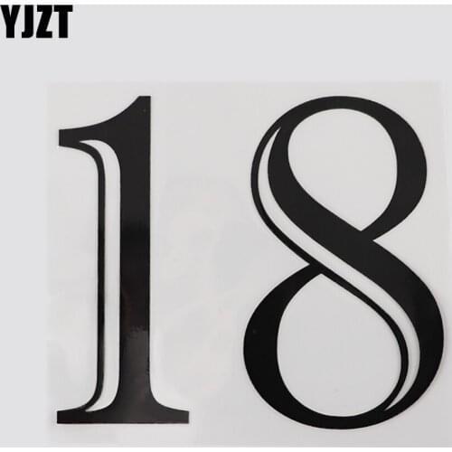 YJZT 15.3CM×13.2CM Black/Silver 18 Numbers Motorcycle Decal Car Stickers Visible 13D-0806