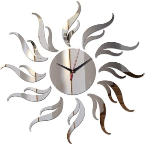 Hot sale acrylic wall watch home decor 3d mirror clocks safe modern design diy digital sticker quartz clock