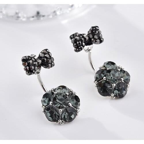 New Bow Girl Stud Earrings Royal Blue Synthetic Crystal Earring Celebrity Stud Earrings Boucles D'oreilles Pour Les Femmes Aros