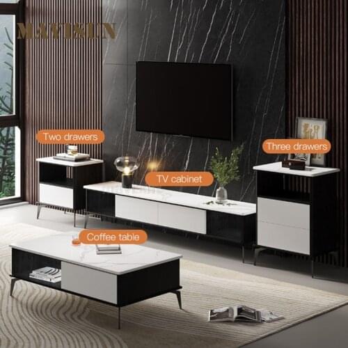 Large And Small Apartment Type Coffee Table Television Stand Board Italian Rock Tea Table Durable Scratch Resistant Mild Luxury