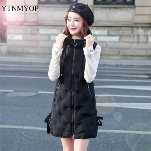 YTNMYOP Winter Vest Women Hooded Fashion Clothing Snow Wear Warm Jacket Coat Sleeveless Slim Fashion Long Waistcoat Outerwear