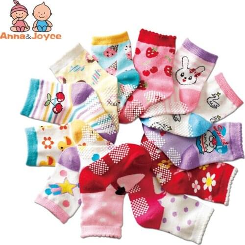 12pairs/Lot Baby Girls Cotton Socks Children Rubber Socks Suit 1-3 Years