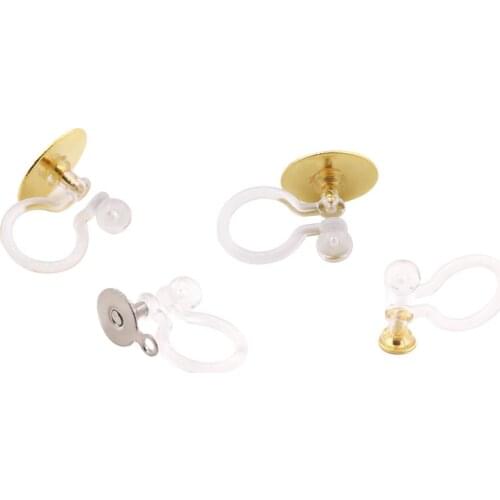 20 PCS Wholesale Stainless Steel Ear Clip Settings For Jewelry Making Resin Transparent Ear Clip Base DIY Earrings Accessories