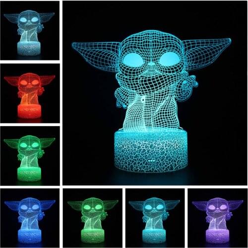 3D Lamp Star Wars Baby Yoda Figure Nightlight for Home Room Decor Kids Child Birthday Gift Acrylic RGB Led Night Light Star Wars
