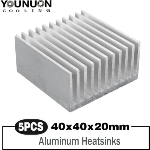 5Pcs 40x40x20mm Aluminum Heat Sink Cooler IC Heatsink Cooling Fin Radiator For CPU LED Power Component Cooling Accessories
