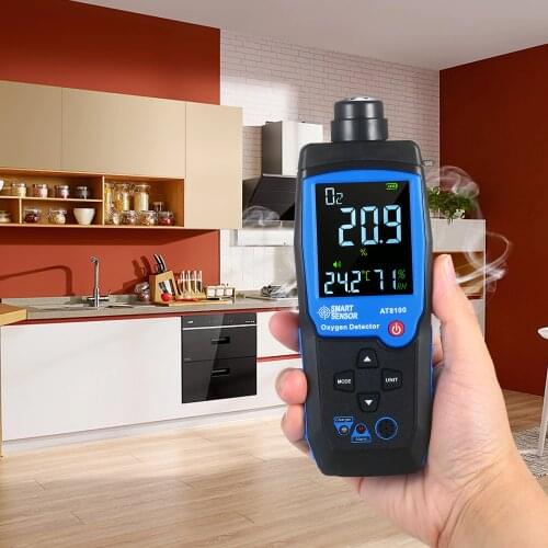 O2 Meter Automotive Gas Analyzer Oxygen Detector Monitor Rechargeable Measuring 0-25% W/ Battery Sound And Light Vibration Alarm