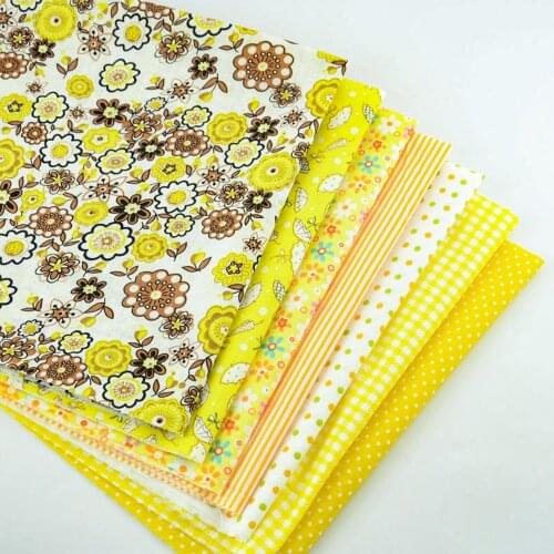Booksew African Ankara Fabric for Dress Cotton Fabric Flowers 7 PCS Printed Yellow Mini Dots Sewing Patchwork Tissu Tilda Tecido