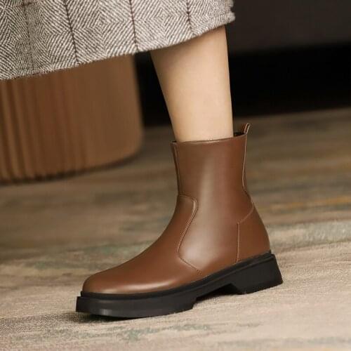 Boots Women Round Toe Ankle Boots for Women Short Plush Winter Shoes Women Botas Mujer