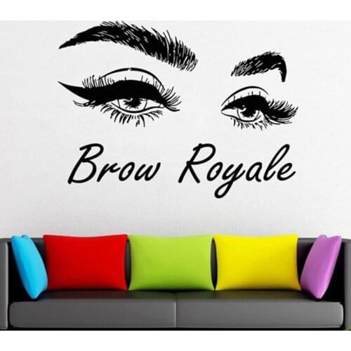 Brows Beauty Salon Wall Decal Window Sticker Woman Face Eyelashes Lashes Eyebrows Removable Home Decals Decor H459
