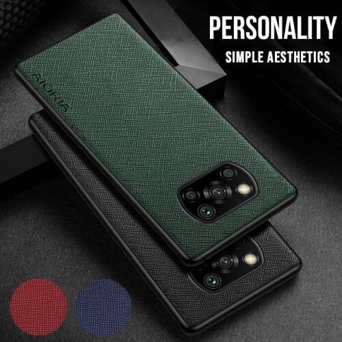 Case For Poco X3 Pro PU Leather Texture Protection Phone Case For Poco X3 NFC M3 Business Simple Silicone Shockproof Back Cover