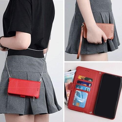 A10 A20 A30 A40 A50 A70 A71 A51 Crossbody Chain Zipper Flip Wallet Case For Samsung Note9 Note8 Note10 S8 S9 S10 S20 Plus Ultra