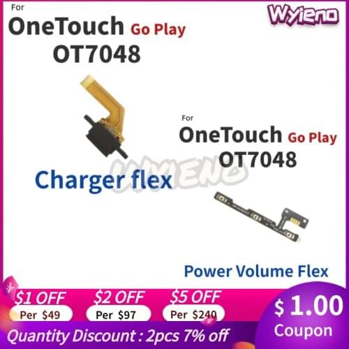 Wyieno For Alcatel OneTouch Go Play OT7048 7048X USB Dock Charging Charger Port Power On Off Volume Up Down Flex Cable Board