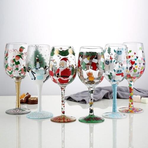 Europe Colorful Wine Glass Handmade Goblet Champagne Cup Cocktail Home Drinkware Halloween Party Christmas gifts Box