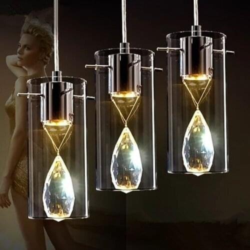 European restaurants three head lamp K9 crystal Pendant Lights Creative meals luster lamp bar glass droplight