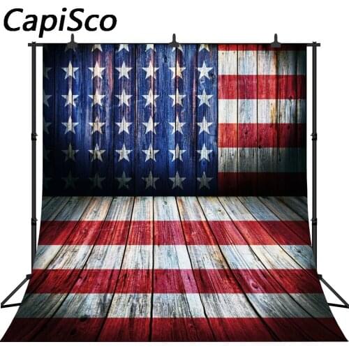 Capisco USA Flag Photo Backgrounds Studio backgrounds Printed Independent Day Wooden floor Photographic Backdrops