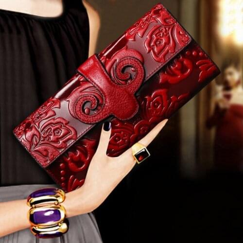 Wallet Woman 2019 Temperment Banquet Hand Take Long Fund Atmosphere Genuine Leather Wallet Portfel Purse Evening Bag Women