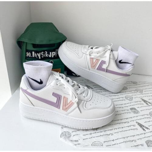 QWEEK Sneakers Women Autumn White Casual Platform Tennis Sports Shoes Flat Anime Korean Vulcanize Designer Running Rubber Sole