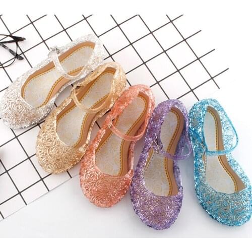 Girls Summer Shoes Kids Girls Crystal Jelly Sandals Princess Cosplay Party Performance Dance Shoes Princess Shoes