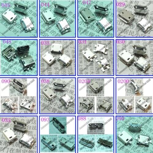 Micro USB 5P 25Models,100pcs New DC Power Jack Micro USB Port Plug Socket for netbook/ tablet /mobile 2.0 and 3.0 USB JACK