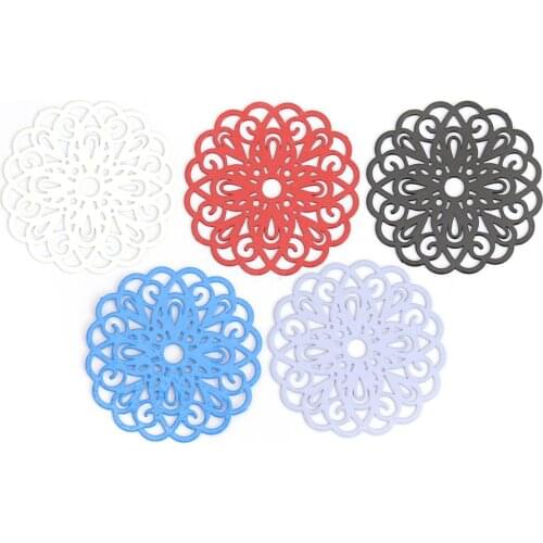 DoreenBeads Fashion Copper Connectors Flower Blue Black Red White Violet Filigree Jewelry DIY Findings 25mm x 25mm, 10 PCs