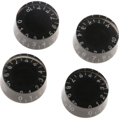 Pack of 4 Volume Tone Control Knobs Caps with Number Plastic for Les Paul Electric Guitar Black