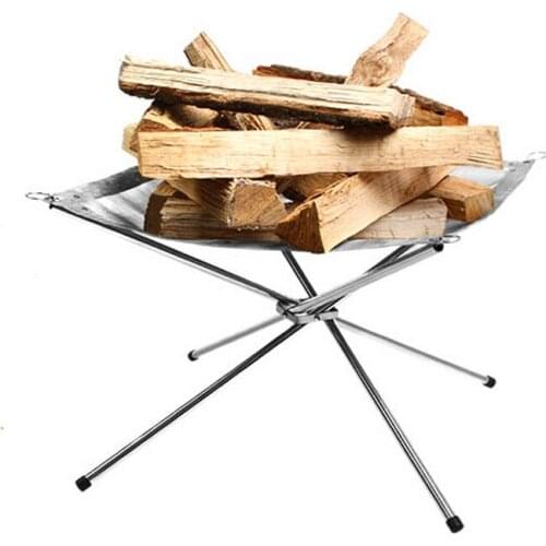Portable Outdoor Fire Pit Collapsing Steel Mesh Fire Stand Perfect Camping Rustproof Charcoal Stove Fire Frame With Carrying Bag