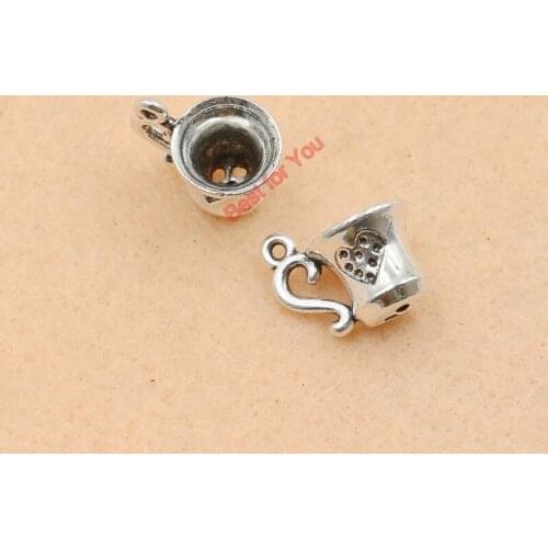 10pcs Antique Silver Plated Cups Charm Pendants for Bracelet Necklace Jewelry DIY Jewelry Findings Handmade 15x12mm