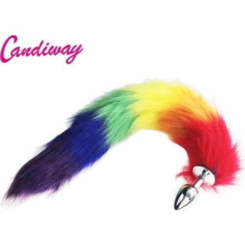 Rainbow Fox/Dog Tail Metal Furry Anal Plug Sexy Toys Butt Plug BDSM Flirt Anus Plug For Women WILD cat Tail Adult Toy Stim