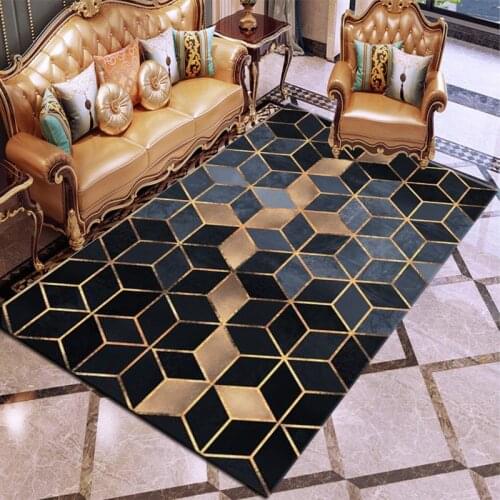 Luxury Nordic 3D Geometric Marble Carpets For Living Room Bedroom Big Floor Rugs High-End Thicken Mat Parlor Home Carpet Flannel